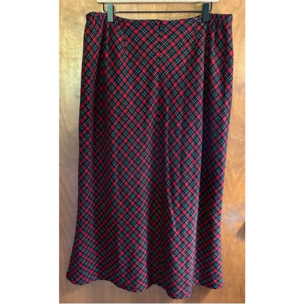 Cato Red Plaid Tartan High Rise Wool Maxi Skirt Preppy Academia Skirt